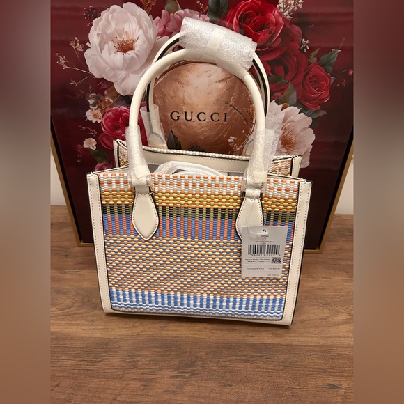 Kate Spade Ellie Straw Small Pastel Woven Tote Bag - Picture 8 of 10